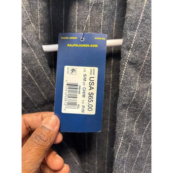 Polo Ralph Lauren Mens Pinstripe Robe S/M Gray 100% Cotton - Picture 5 of 9